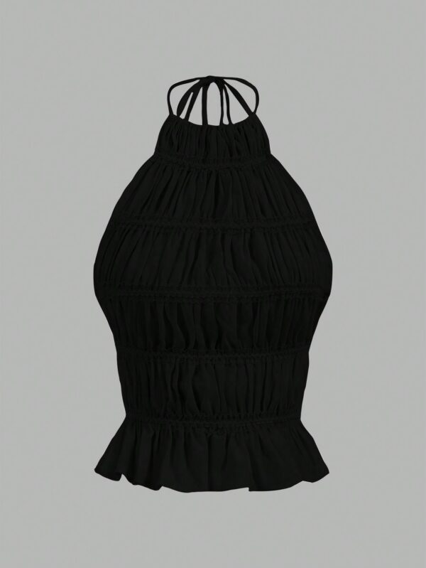 Top Camisola Acordonado con Volantes y Transparencia Semi-Sheer - Image 5