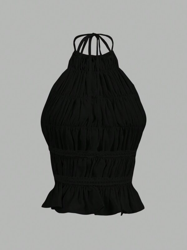 Top Camisola Acordonado con Volantes y Transparencia Semi-Sheer - Image 6