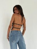 Top Camisola Acordonado con Volantes y Transparencia Semi-Sheer
