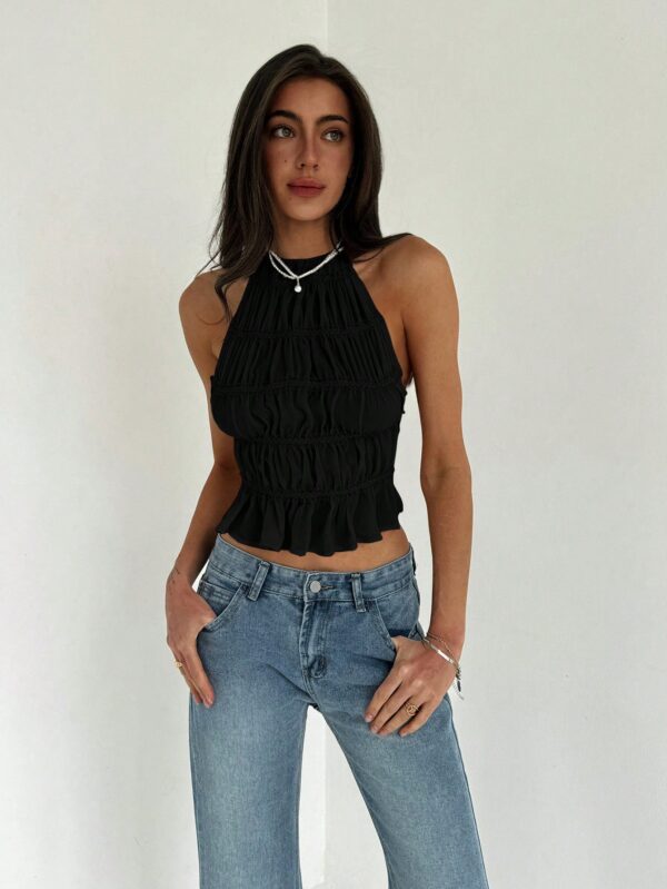 Top Camisola Acordonado con Volantes y Transparencia Semi-Sheer - Image 8