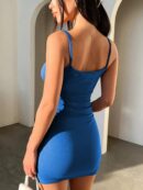 Vestido Mini Ajustado con Tirantes y Detalle de Costillas