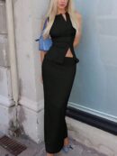 Set de Top Corto y Mini Falda Sin Mangas con Botones
