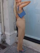 Set de Top Corto y Mini Falda Sin Mangas con Botones