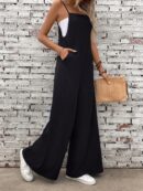 Mono Casual de Pierna Ancha con Tirantes Finos y Espalda Descubierta