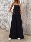 Mono Casual de Pierna Ancha con Tirantes Finos y Espalda Descubierta