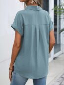 Camisa Casual de Manga Murciélago con Botones Frontales