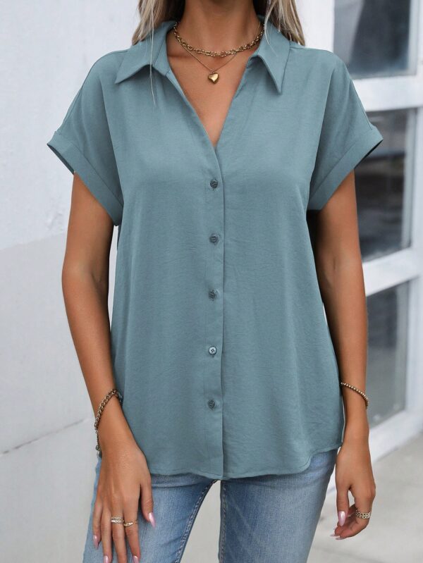 Camisa Casual de Manga Murciélago con Botones Frontales - Image 124