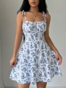 Vestido Corto Boho con Tirantes y Estampado Floral