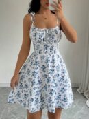 Vestido Corto Boho con Tirantes y Estampado Floral