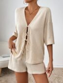 Conjunto Casual de Top con Hombros Caídos y Shorts