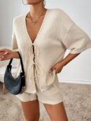 Conjunto Casual de Top con Hombros Caídos y Shorts