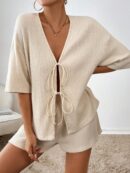 Conjunto Casual de Top con Hombros Caídos y Shorts