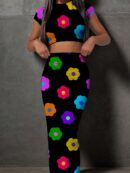 Set de Top y Falda Larga Estampado Floral Casual