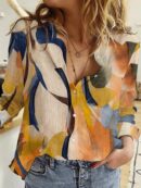 Camisa Larga con Botones y Estampado Colorido