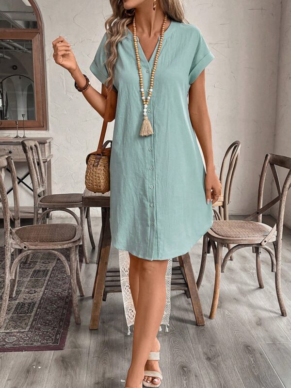 Vestido Mini Casual de Manga Corta con Botones Frontales - Image 61