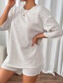 Conjunto Casual de Camiseta y Shorts de Punto con Hombros Caídos