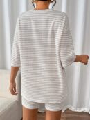Conjunto Casual de Camiseta y Shorts de Punto con Hombros Caídos