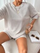 Conjunto Casual de Camiseta y Shorts de Punto con Hombros Caídos