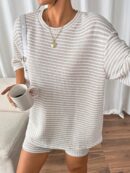 Conjunto Casual de Camiseta y Shorts de Punto con Hombros Caídos
