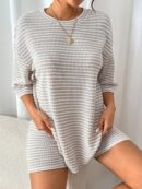 Conjunto Casual de Camiseta y Shorts de Punto con Hombros Caídos