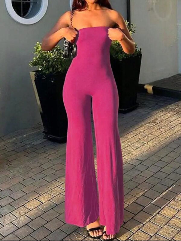 Mono de Verano Sin Tirantes con Pierna Ancha para Mujer - Image 6