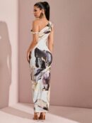 Vestido Bodycon Estampado Floral con Hombro Descubierto