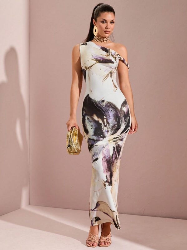 Vestido Bodycon Estampado Floral con Hombro Descubierto - Image 23