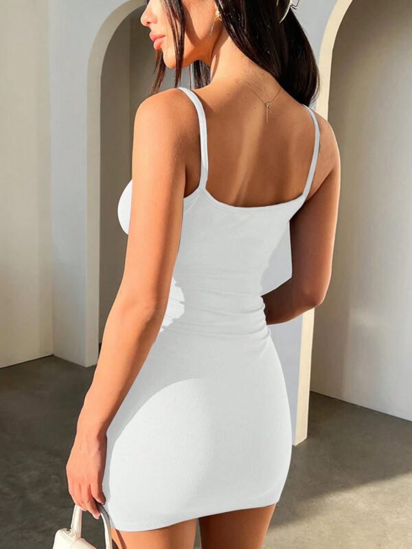 Vestido Mini Ajustado con Tirantes y Detalle de Costillas - Image 30