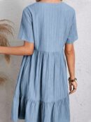 Vestido Vacacional con Cuello en V y Dobladillo Volanteado
