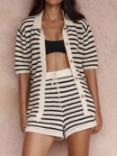 Set Casual de Camisa a Rayas y Shorts Sueltos