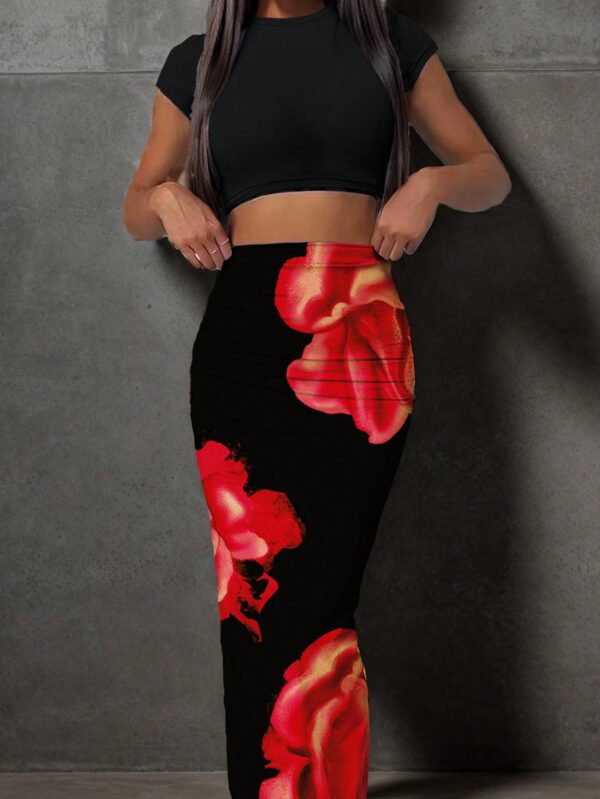 Set de Top y Falda Larga Estampado Floral Casual