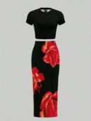 Set de Top y Falda Larga Estampado Floral Casual