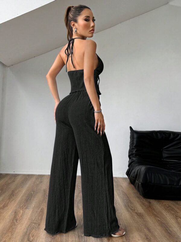 Set de Camisola Plisada y Pantalón Ancho de Textura Suave y Elegante - Image 14