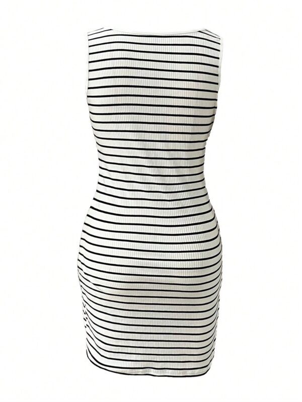 Vestido con Rayas Tejido Sin Mangas Cuello Redondo - Image 2