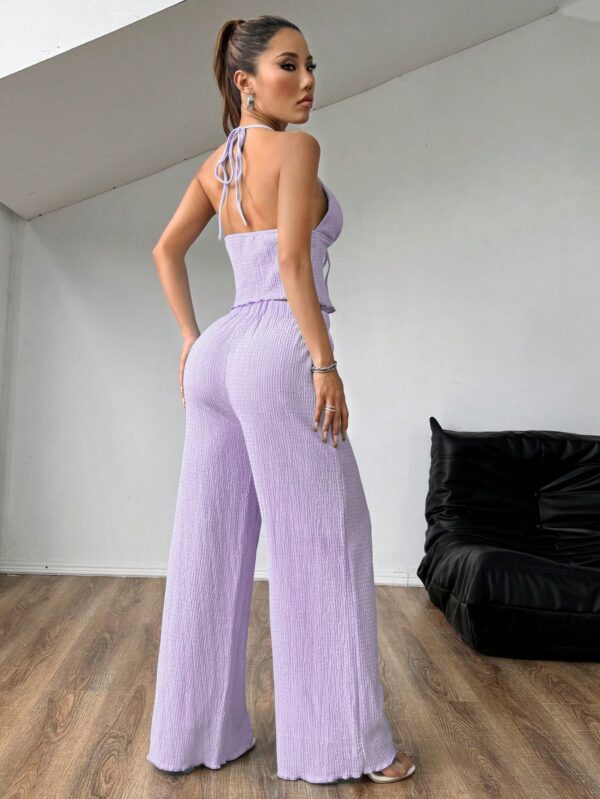 Set de Camisola Plisada y Pantalón Ancho de Textura Suave y Elegante - Image 47
