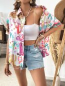 Camisa Estampada Graffiti Casual de Verano