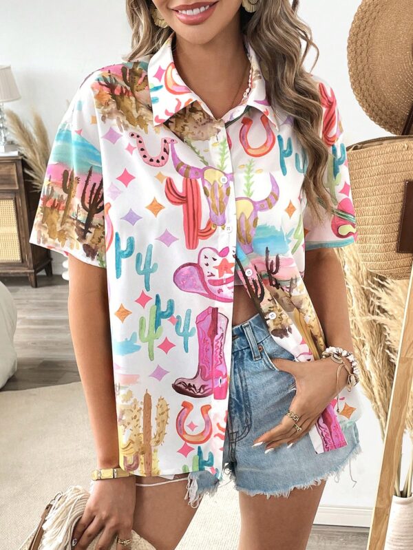 Camisa Estampada Graffiti Casual de Verano - Image 11
