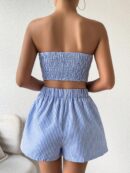 Set Casual 2 piezas: Top Bandeau a Rayas y Shorts con Bolsillo