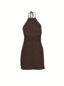Vestido Mini sin Mangas con Espalda Descubierta y Cuello Halter