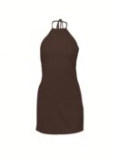 Vestido Mini sin Mangas con Espalda Descubierta y Cuello Halter