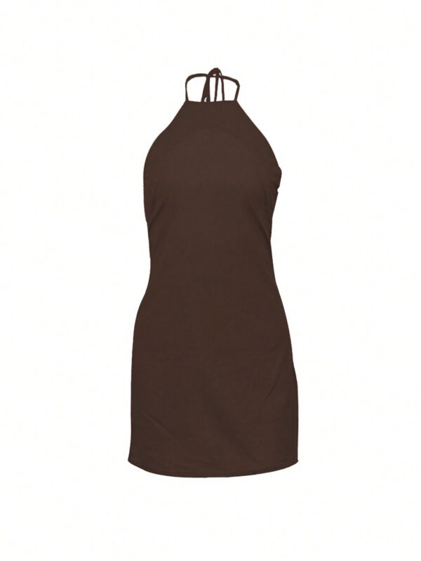Vestido Mini sin Mangas con Espalda Descubierta y Cuello Halter - Image 6