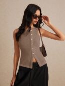 Top de Tanque Estilo Clásico con Botones y Raja Frontal