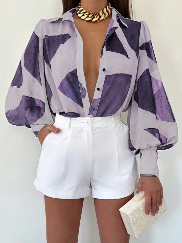 Camisa Estampada Multicolor de Manga Larga para Uso Diario - Image 27