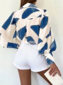 Camisa Estampada Multicolor de Manga Larga para Uso Diario