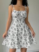Vestido Corto Boho con Tirantes y Estampado Floral