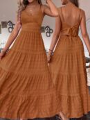 Vestido Boho Elegante Espalda Descubierta con Tirantes