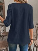 Camisa Casual Manga Larga con Estampado Floral y Cuello Redondo
