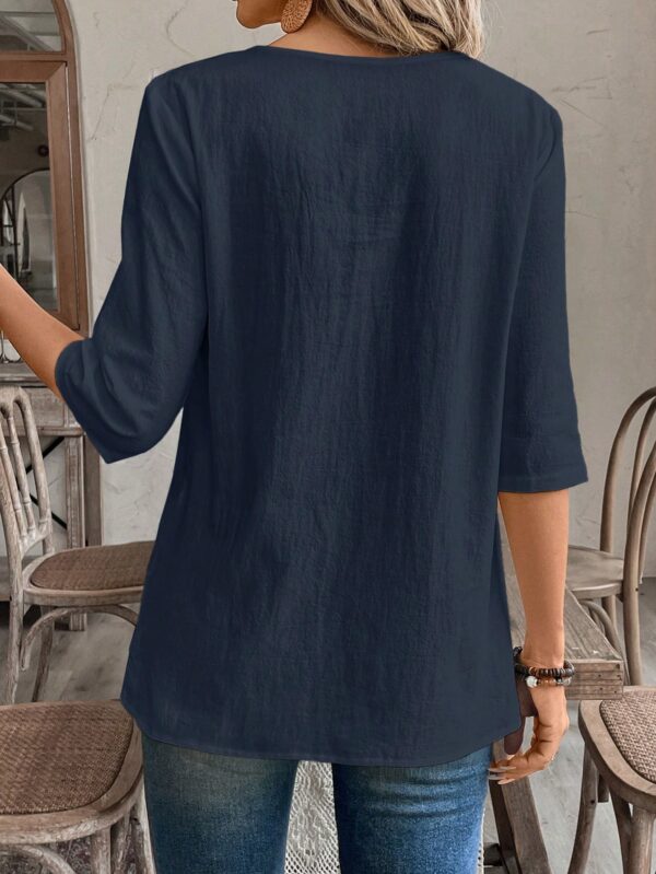Camisa Casual Manga Larga con Estampado Floral y Cuello Redondo - Image 61