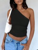 Top Elegante Asimétrico con Ruche para Salir