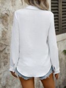 Camisa Casual Manga Larga con Botones Frontales y Bolsillo
